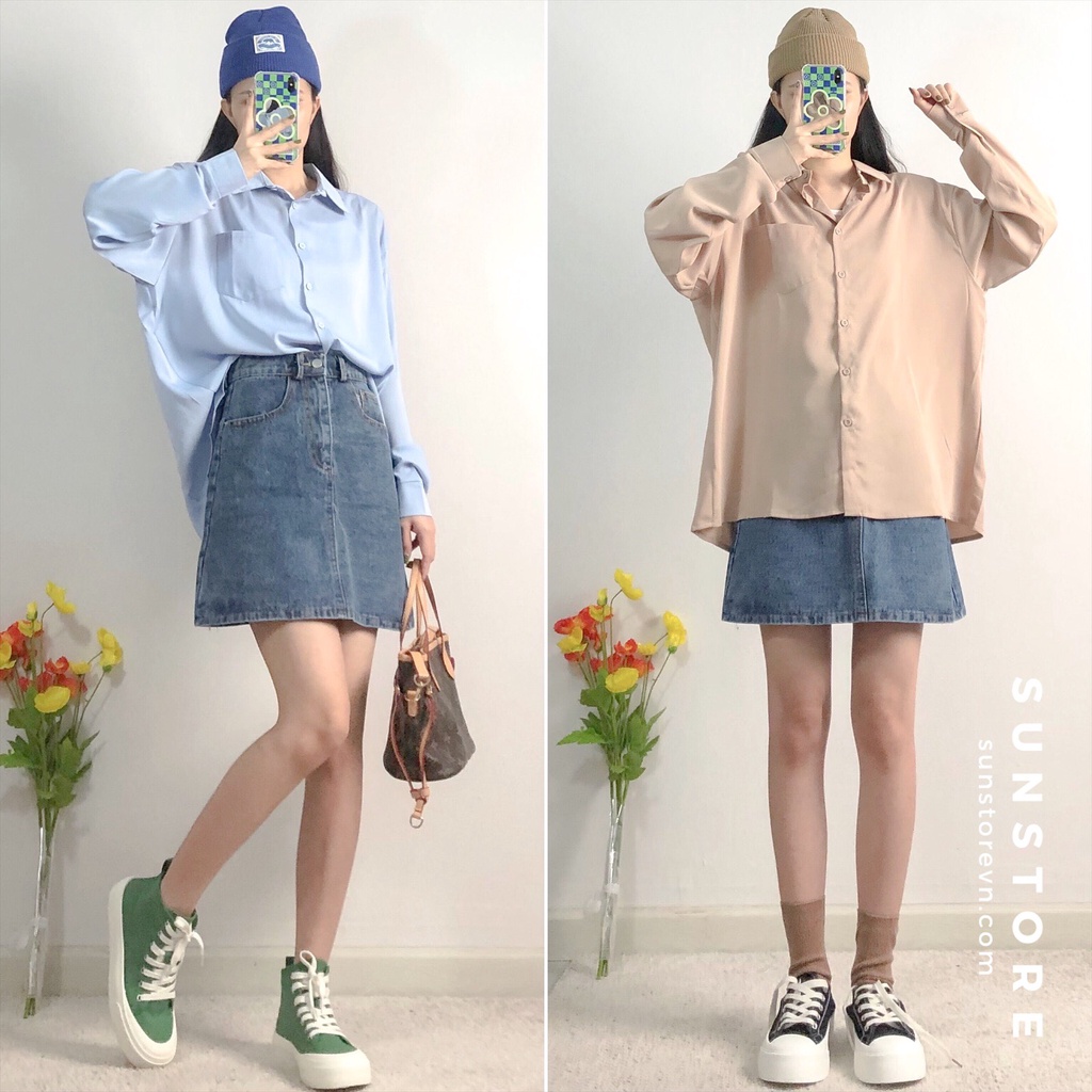 Áo sơ mi nữ tay dài basic nhiều màu Ulzzang