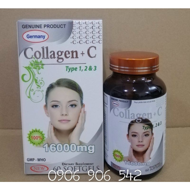 COLLAGEN +C Viên uống bổ sung Collagen Type 1,2 &3 và Vitamin C chống lão hóa tự nhiên