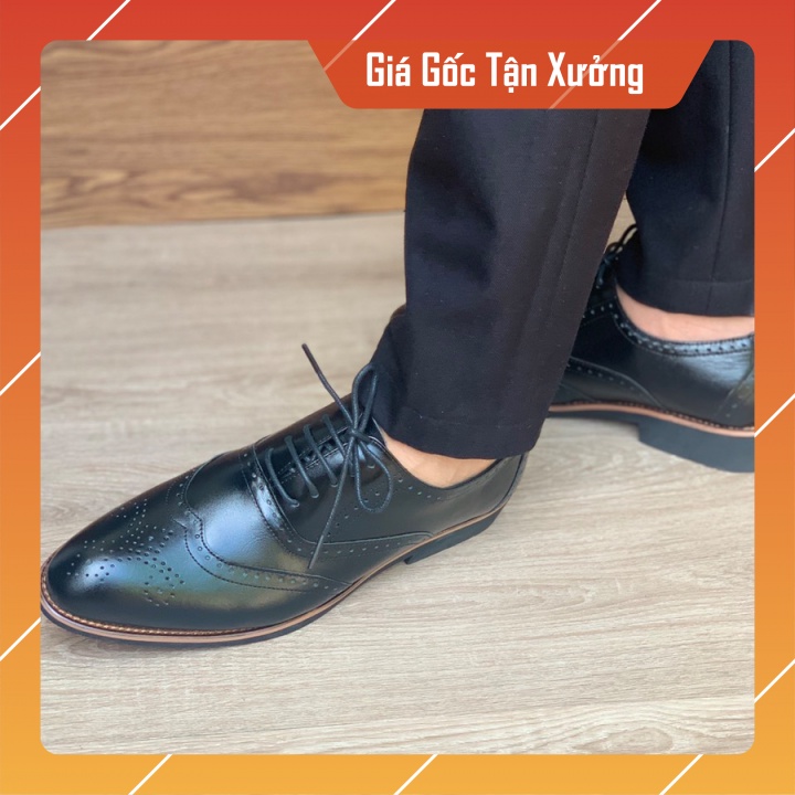 Giày Oxfords cao cấp, giầy tây nam dập vân,đế cao su khâu xung quanh mặt đế,BH 12 tháng