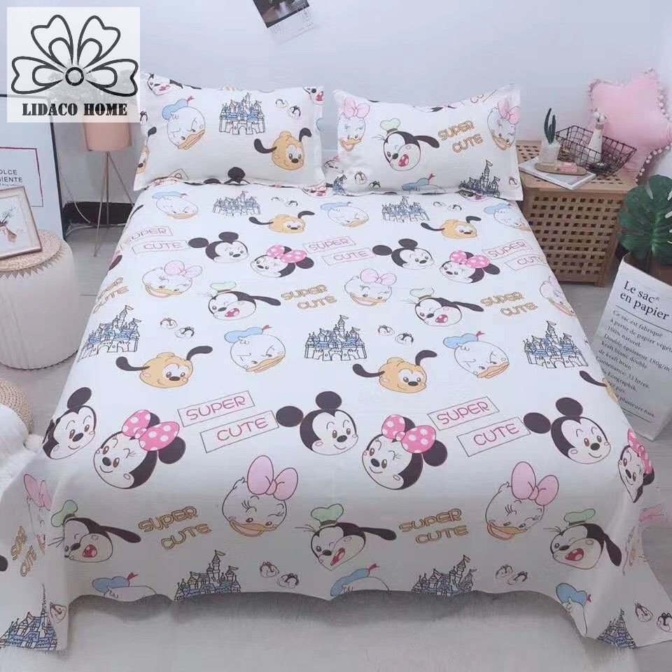 Bộ Ga Gối Cotton Tơ Tre LIDACO Cao Cấp -  Gia Đình Nhà Chuột