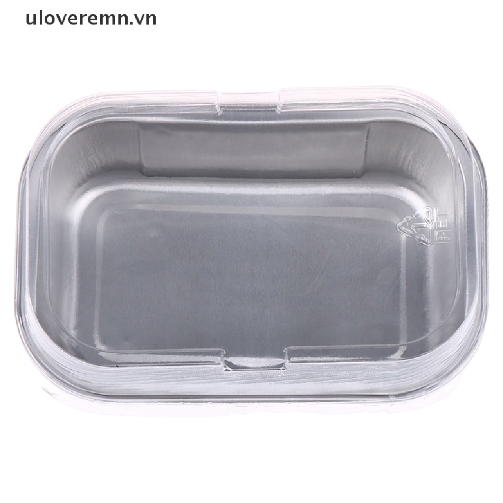 Set 10 Khuôn Làm Bánh Hình Chữ Nhật Bằng Lá Nhôm Có Nắp Đậy