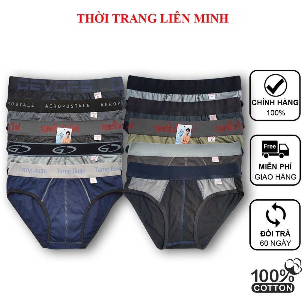 Combo 10 quần lót nam nhiều lưng cao cấp vải cotton 100% co dãn và thấm hút tốt đồ lót sịp tam giác quần xì
