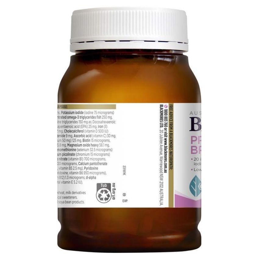 Vitamin BẦU tổng hợp  Blackmore Pregnancy 180v cho mẹ bầu cung cấp đầy đủ dưỡng chất trước trong và sau sinh