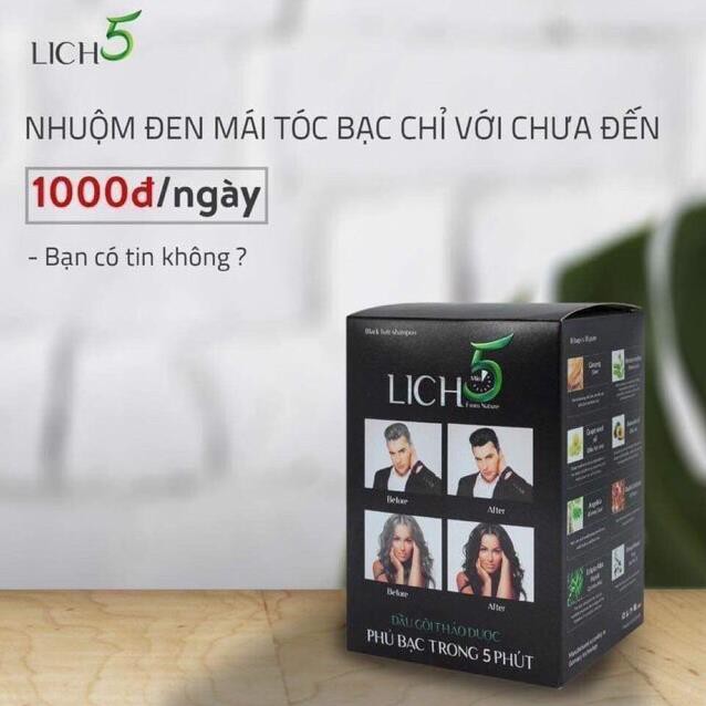 Dầu gội đen tóc LICH5 - Dầu gội an toàn và hiệu quả (thay thế thuốc nhuộm tóc) | BigBuy360 - bigbuy360.vn