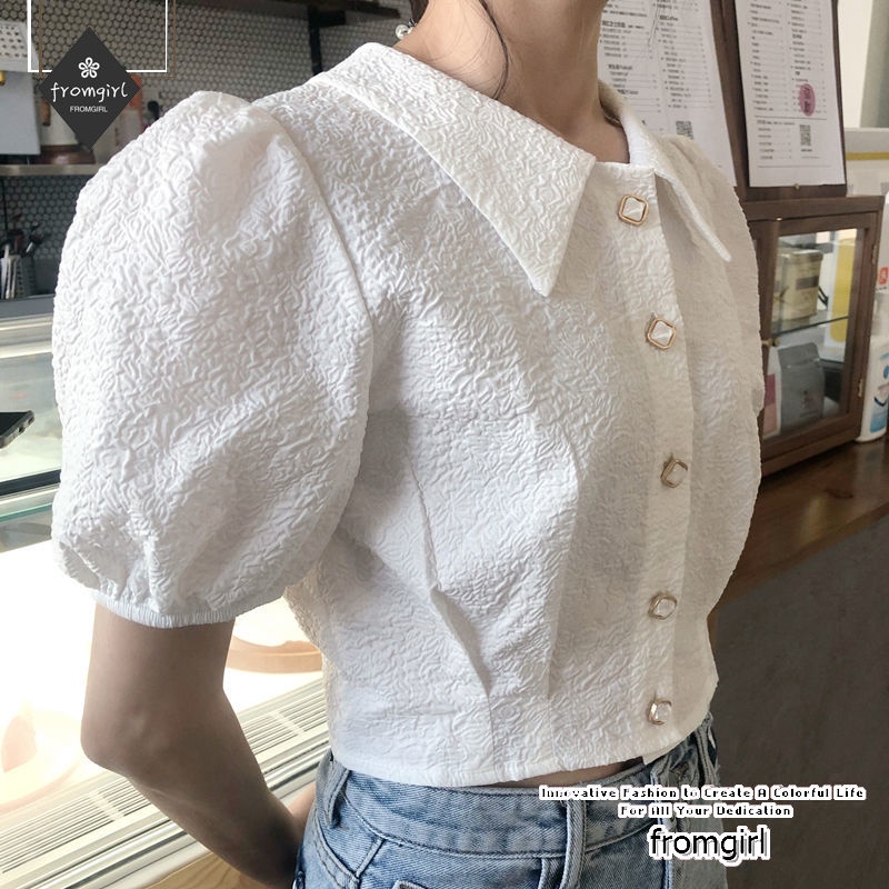 Áo Sơ Mi Tay Ngắn Phong Cách Pháp Thời Trang Mùa Hè Cho Nữ
