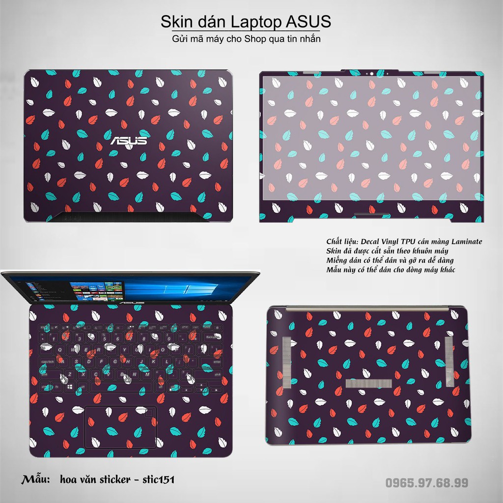 Skin dán Laptop Asus in hình Hoa văn sticker _nhiều mẫu 25 (inbox mã máy cho Shop)