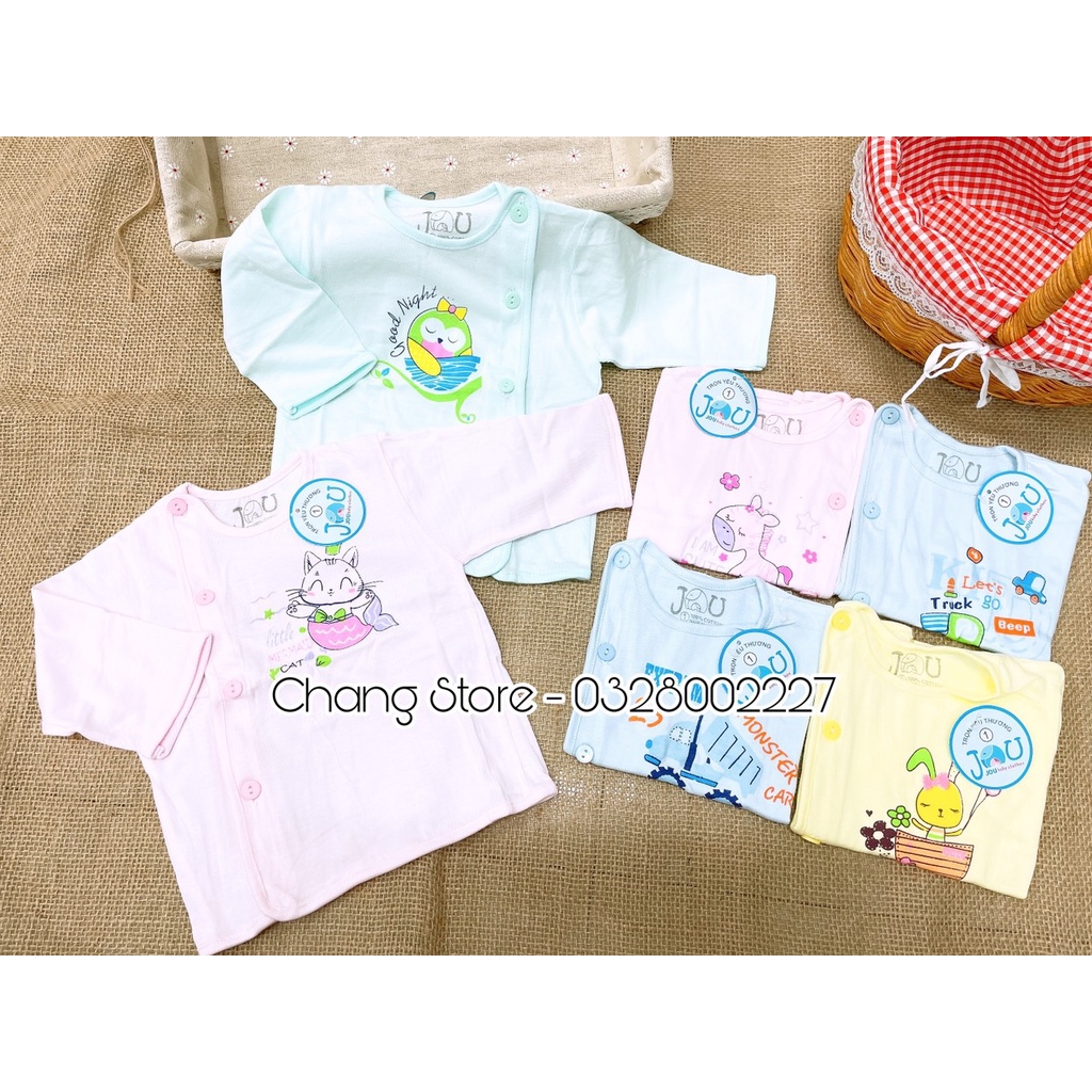 ÁO TAY DÀI MÀU CÀI NÚT SƠ SINH JOU CHO BÉ 3-8KG 100% COTTON