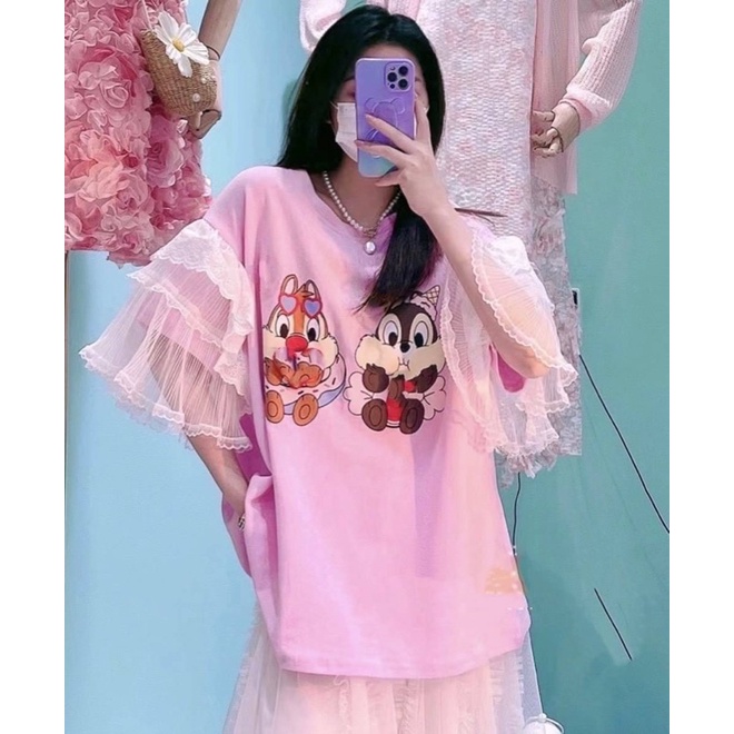 Áo thun form rộng hình sốc tay ren bèo hàng Thailand 💖💖