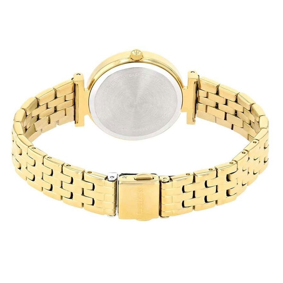 Đồng Hồ Nữ Citizen Đính Đá Swarovski Dây Thép Không Gỉ ER0212-50P - Mặt Vàng