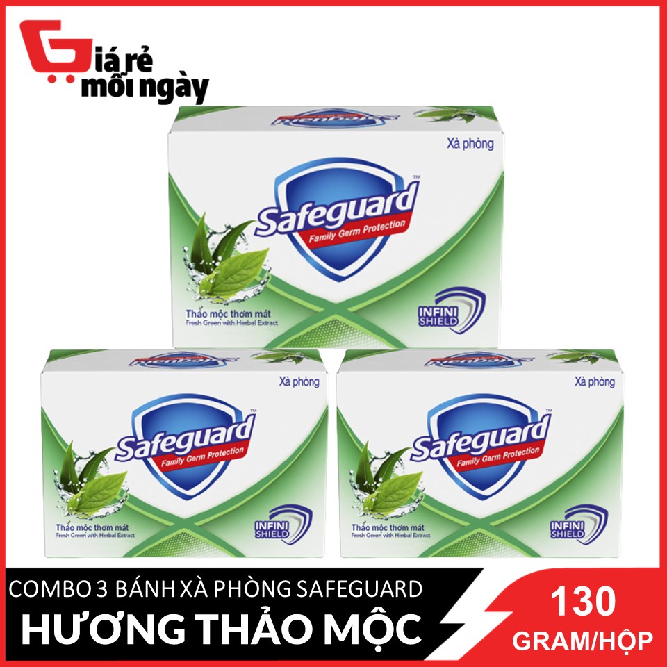 COMBO 3 bánh Safeguard Thảo mộc (Xanh) 130gX3