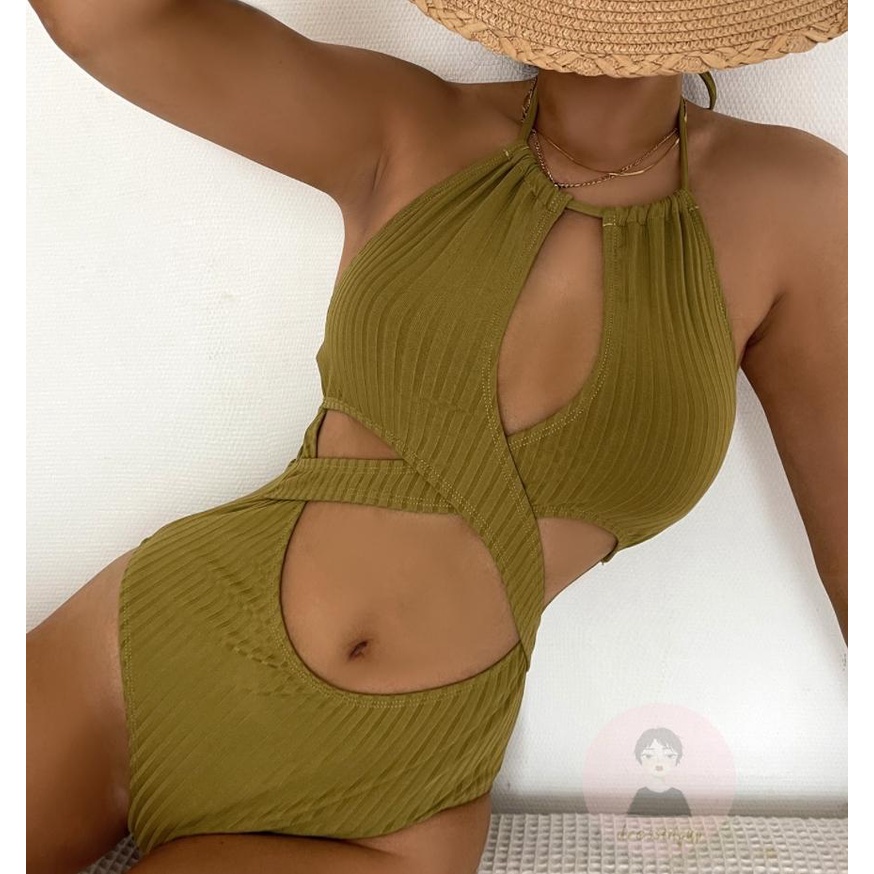 Bộ Đồ Bơi Hai Mảnh Ôm Dáng Hở Lưng Màu Sắc Trơn Dành Cho Nữ