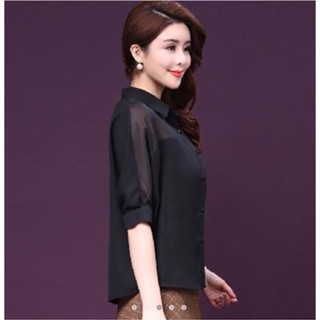 Áo sơ mi phối voan - mã 3148