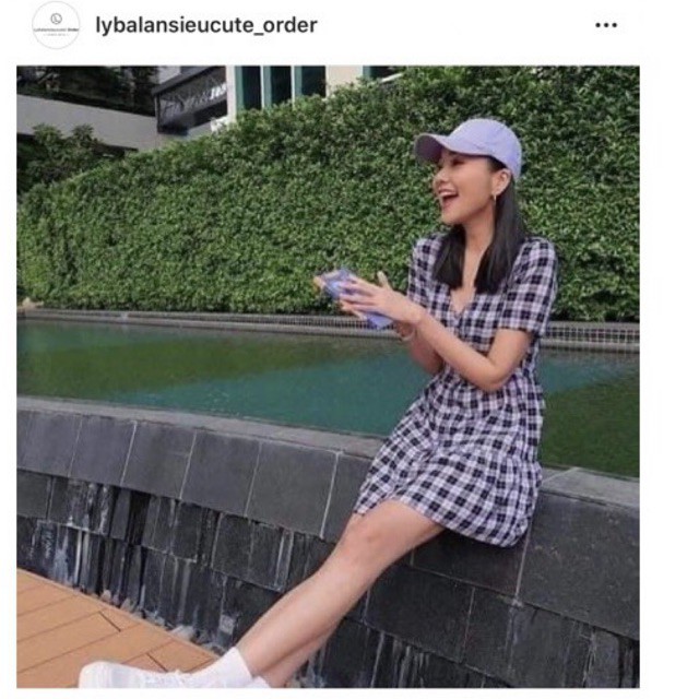 Váy kẻ tím HM 0860489+ 2% phí shopee