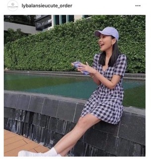 Váy kẻ tím HM 0860489+ 2% phí shopee