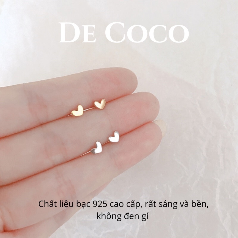 Khuyên tai bạc trái tim mini Lovely decoco.accessories