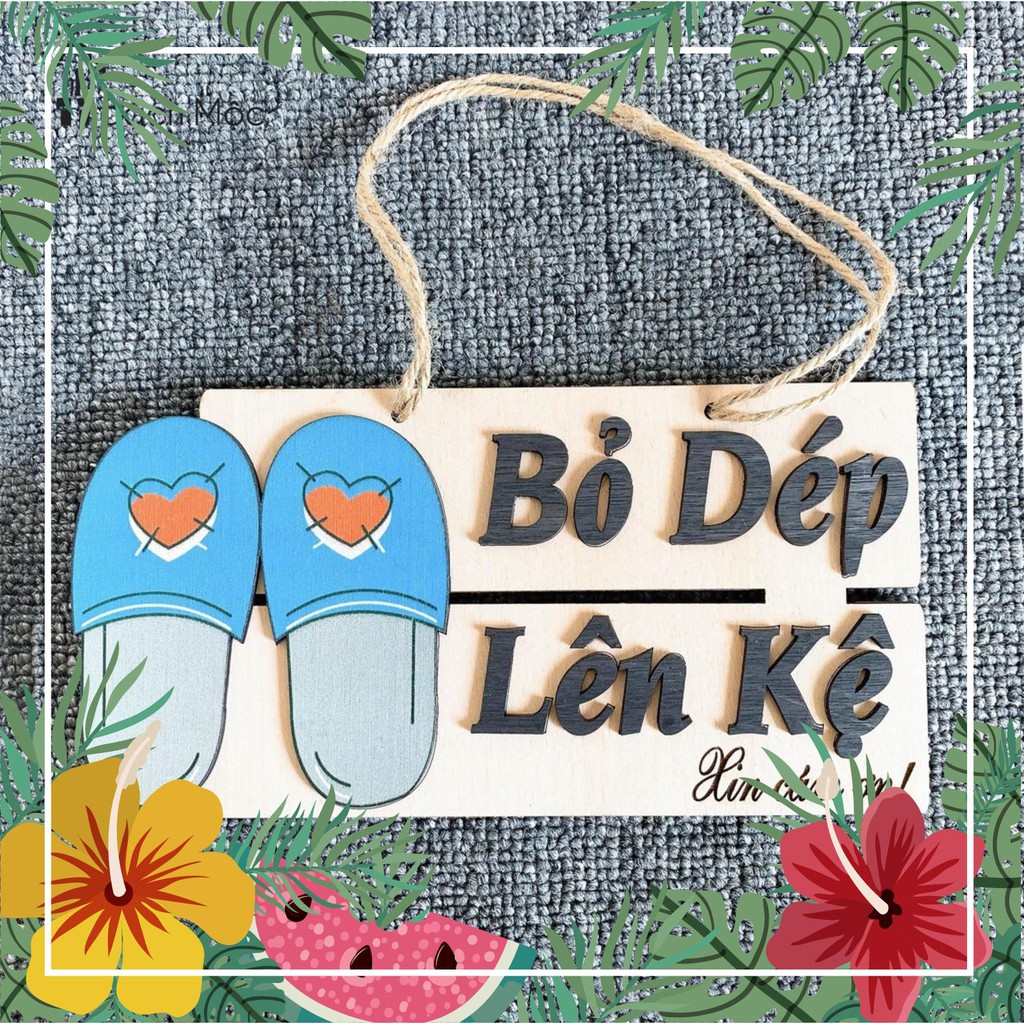 Bảng gỗ trang trí, bảng gỗ decor Để giày dép ở ngoài Siêu dễ thương