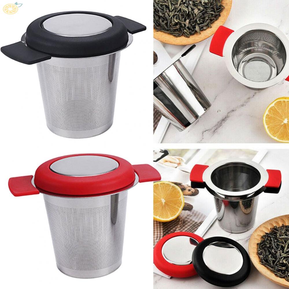 【VARSTR】Tea Leaf Strainer. Stainless Steel Tea Infuser With Handle Lid Black/Red Coffee