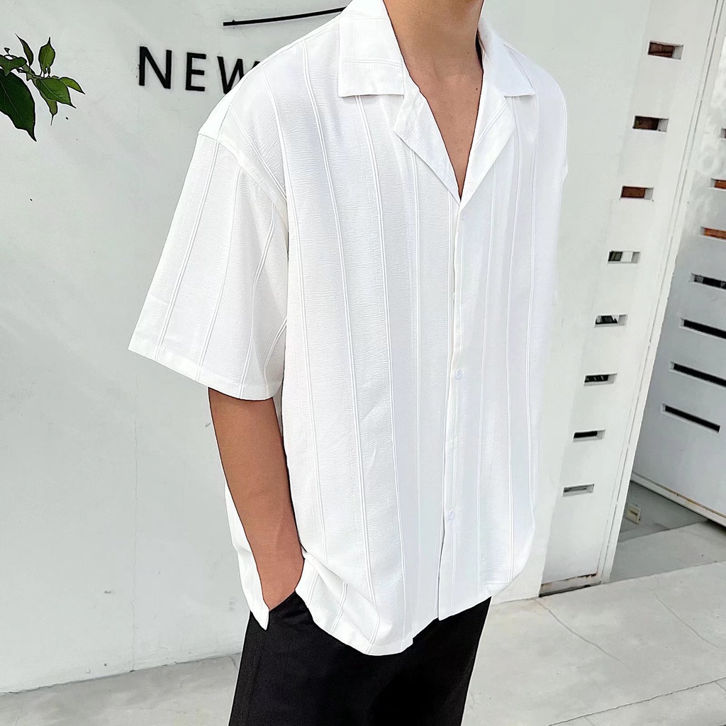 Áo Thun Dệt Kim Tay Ngắn Màu Trơn Đơn Giản Thời Trang Hàn Quốc Cho Nam