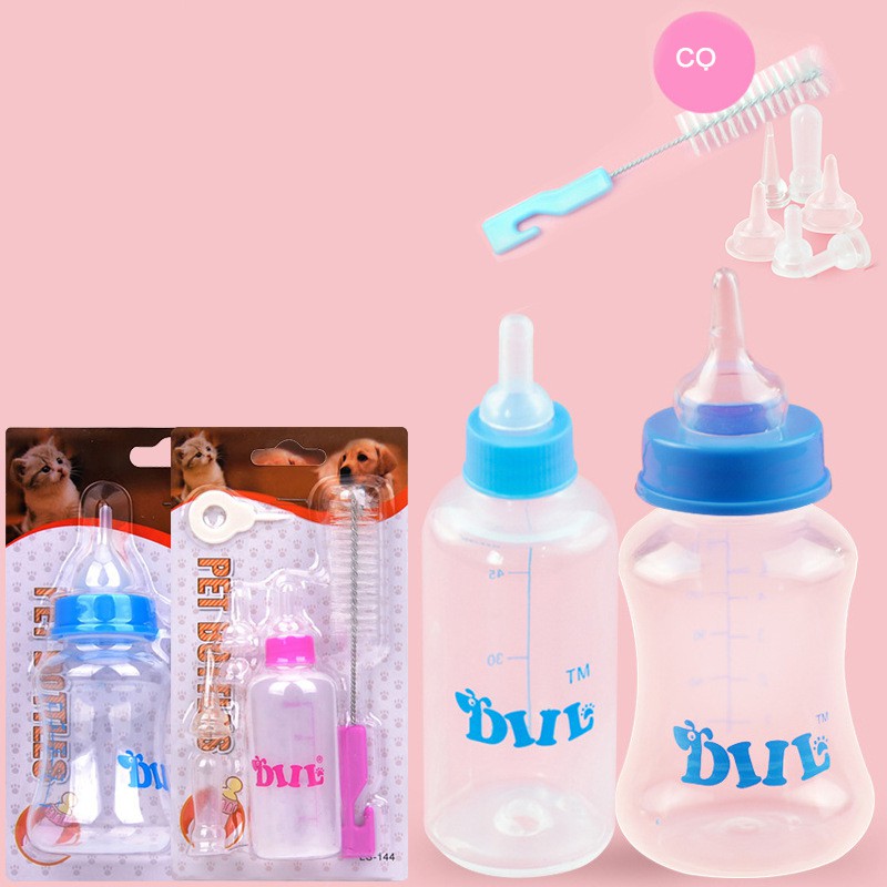 bình sữa ti cho chó mèo sơ sinh có núm vú giả2 loại 60ml -150ml kèm cọ rửa bình