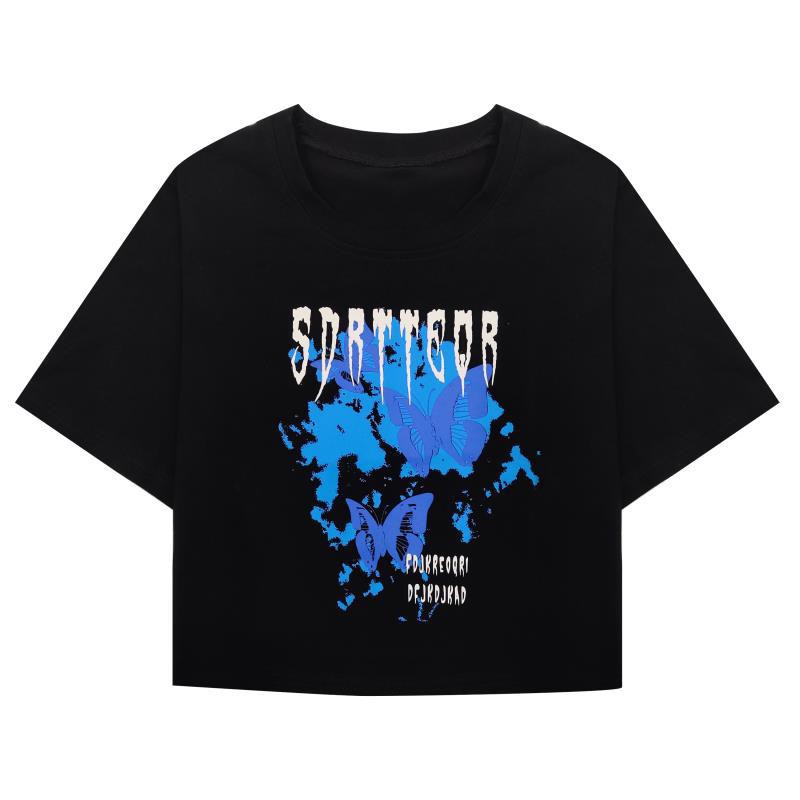 Áo croptop nữ tay ngắn in hình SDRTTEOR chất vải cotton 6535 - AT04