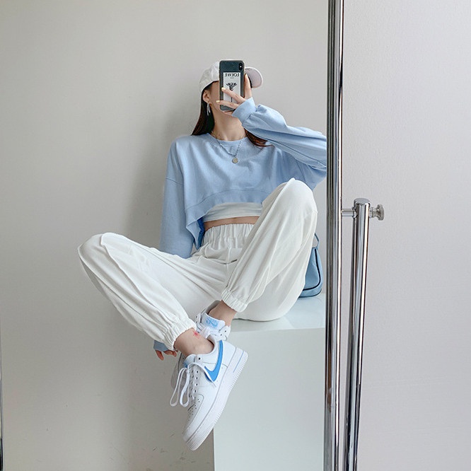 Áo croptop cổ tròn màu trơn đơn giản thời trang 2021 | BigBuy360 - bigbuy360.vn