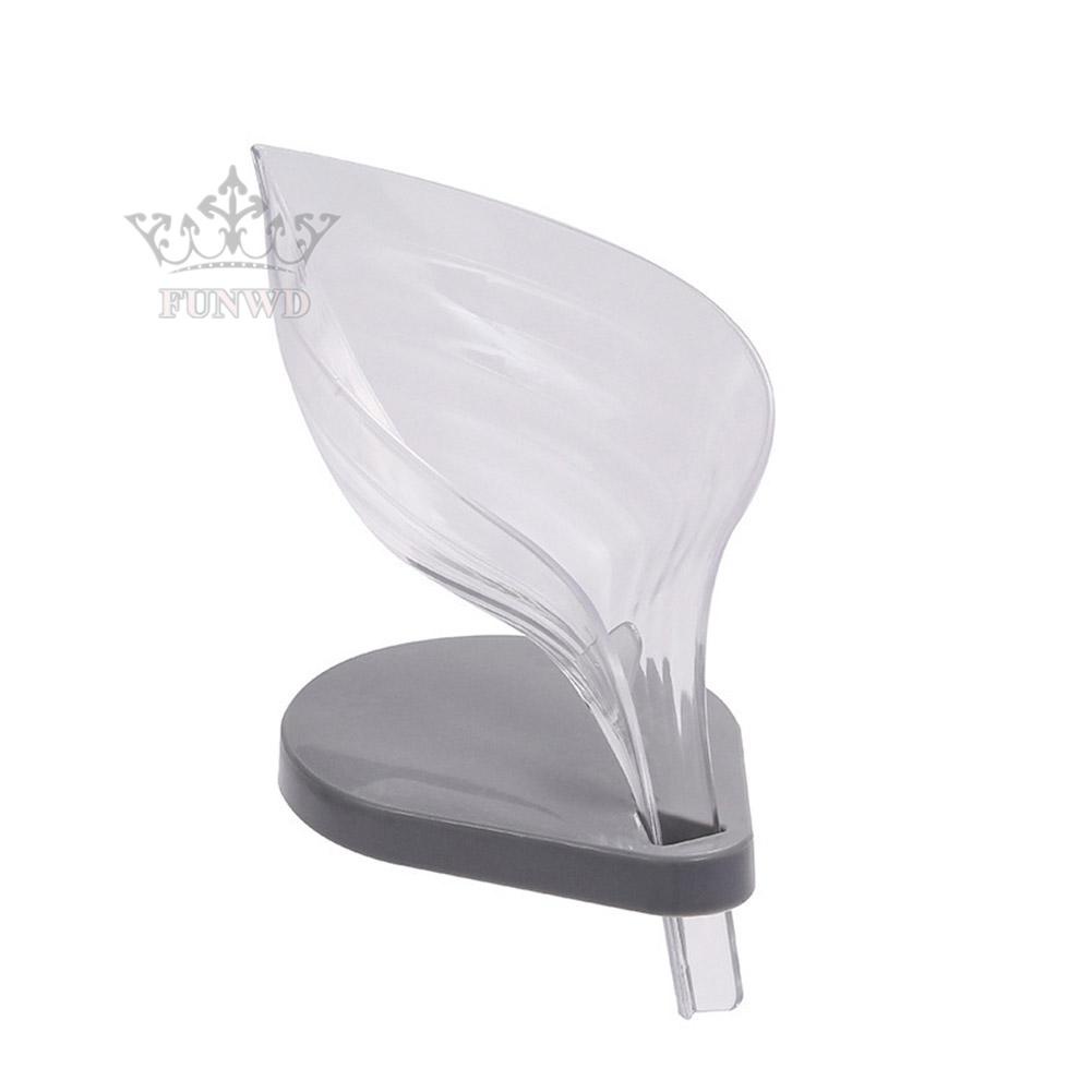【FUNWD】Self-Draining Leaf Soap Bathroom Soap Dish Sponge Case Holder Box Plastic Soap Dish New