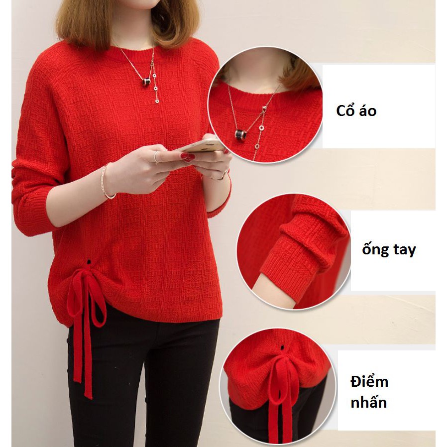Áo len nữ rút thắt dây nơ xinh xắn al16