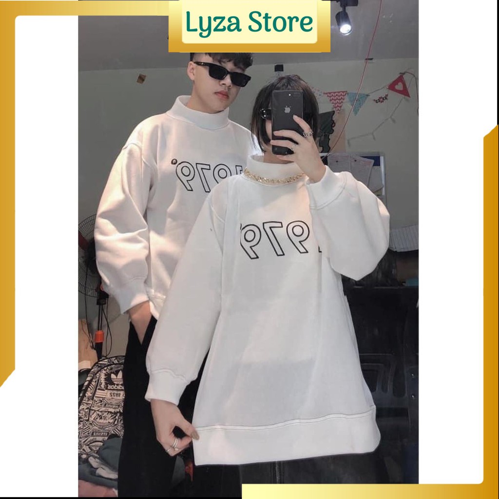 Áo sweater nữ nam dài tay in1979 from rộng unisex dưới 80kg - Áo nỉ cotton in1979 tay in wear and tran