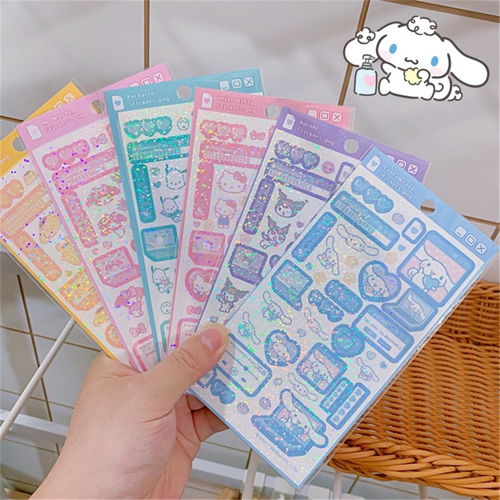 SANRIO Miếng Dán Trang Trí Họa Tiết Hoạt Hình Chú Chó Yugui Dễ Thương Lấp Lánh DIY