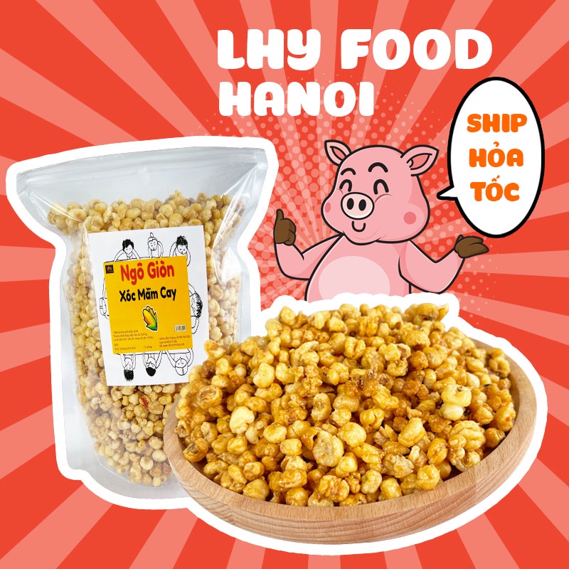 Ngô giòn xóc mắm cay 1 gói/450gam LHYFOOD, ăn vặt Hà Nội vừa ngon vừa rẻ