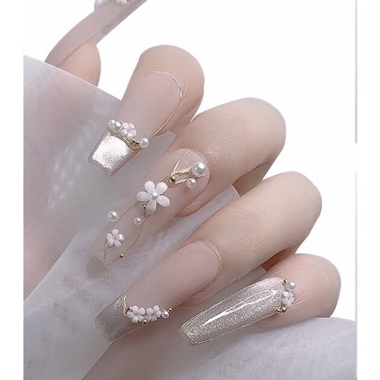 charm hoa nhí, hoa sứ mix bi hạt trai charm trang trí móng nail