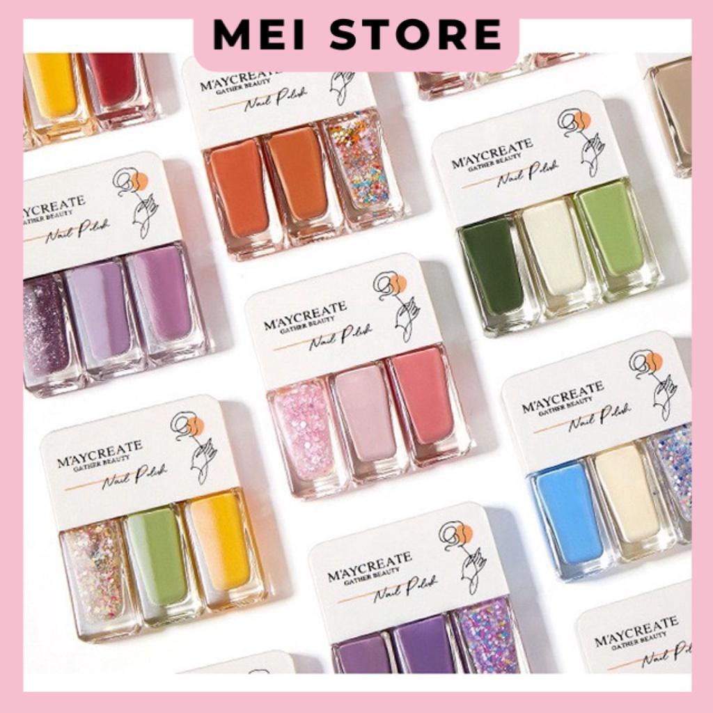 Set 3 Chai Sơn Móng Tay Maycreate Nail Polish 4g*3 Senabeauty