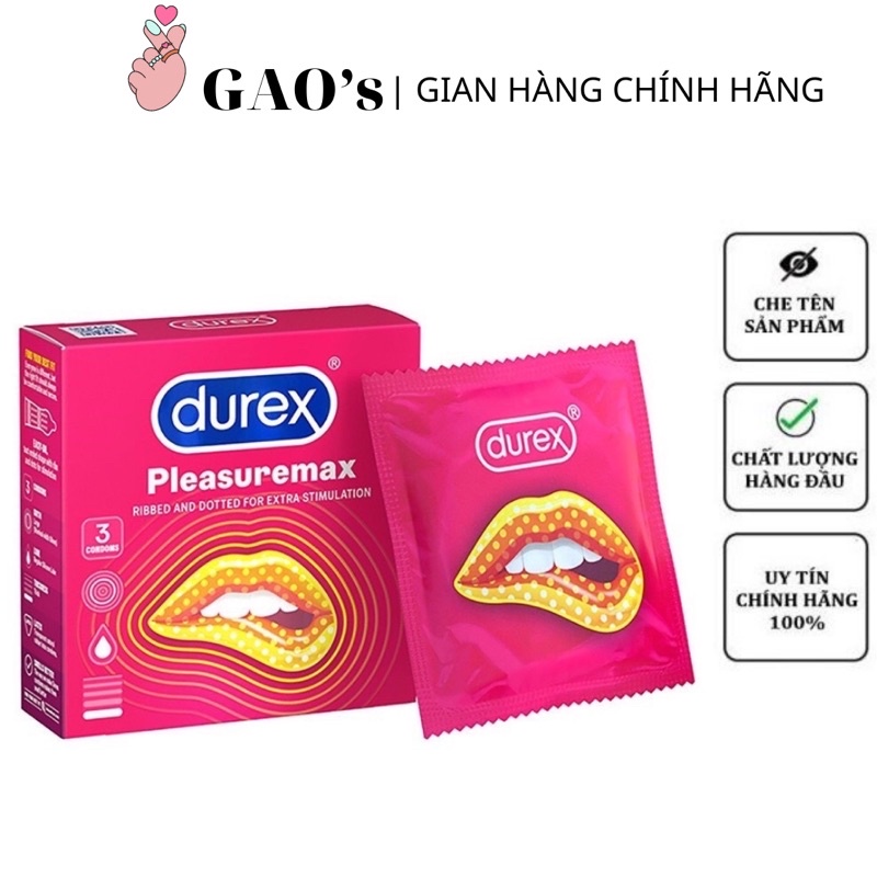 Bao cao su có gai Durex pleasuremax loại nhiều gel bôi trơn giúp tăng khoái cảm loại 3 cái- giá cạnh tranh