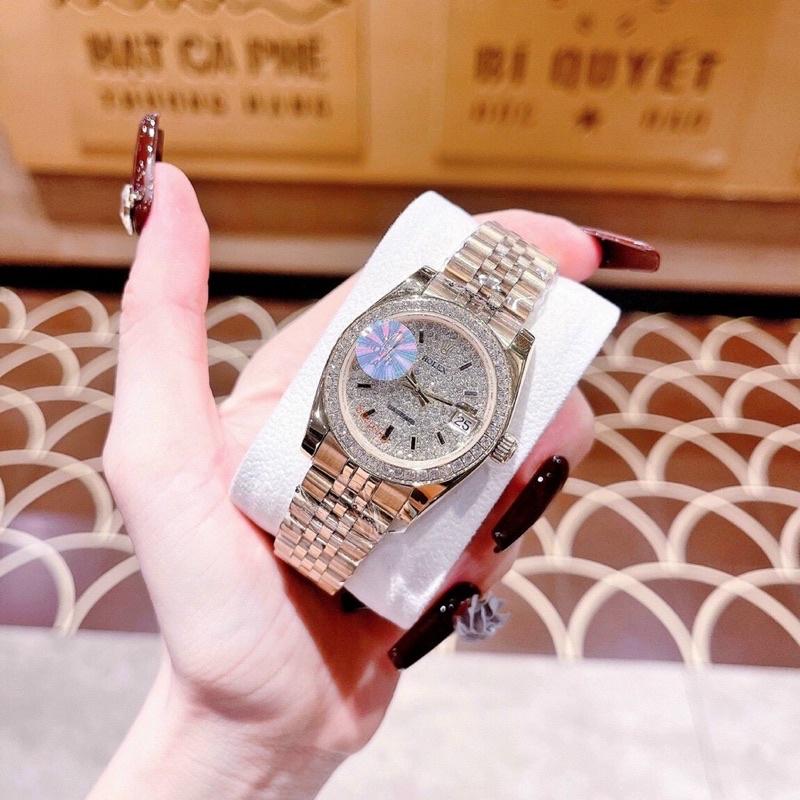 Siêu phẩm đồng hồ thời trang cặp nam nữ rolex full đá cực đẹp LUTOS WATCH