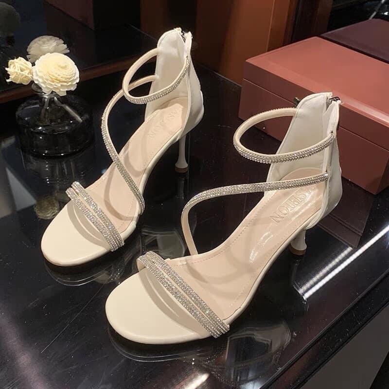 Sandal cao gót dây đá ❤️ guốc cao gót dây đá cao 8cm