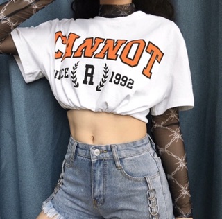 [HÌNH_THẬT_CUỐI] Áo croptop CANNOT rút dây bo eo