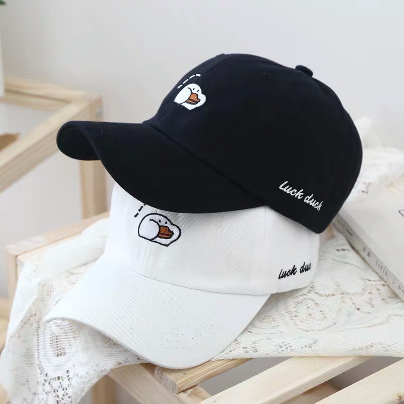 Mũ Lưỡi Trai Cotton Thêu Hình Vịt Thời Trang Unisex Mùa Hè