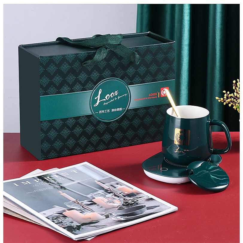 Bộ Cốc Hâm Nóng Giữ Nhiệt 55 Độ, Tặng Thìa Mạ Vàng Cao Cấp - Cốc Uống Trà - Cafe - Sữa Nóng