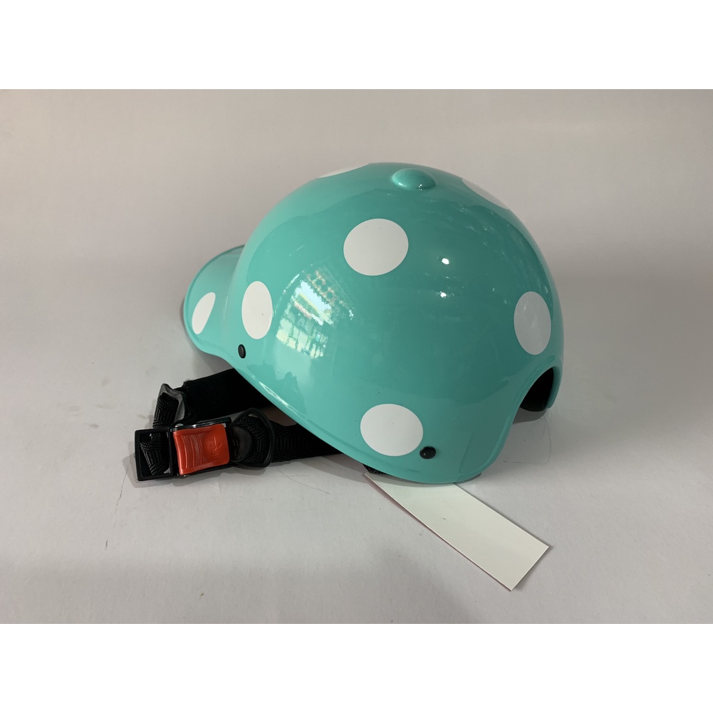 MŨ BẢO HIỂM KIỂU NÓN KẾT CHẤM BI XANH NGỌC-HÀNG CÔNG TY BH 12 THÁNG