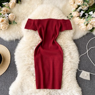 Đầm trễ vai ôm body váy thun nữ sang chảnh Đ512