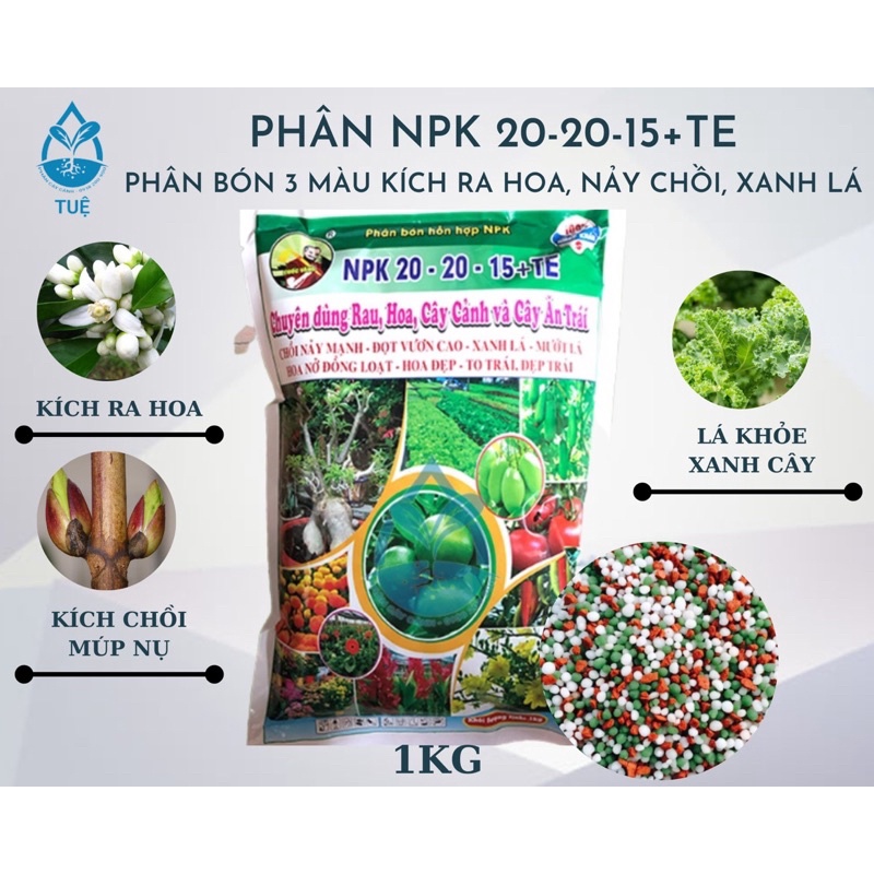 Phân Bón NPK 20-20-15 - Gói 200g và 1kg BIOMAX Cuốc Vàng