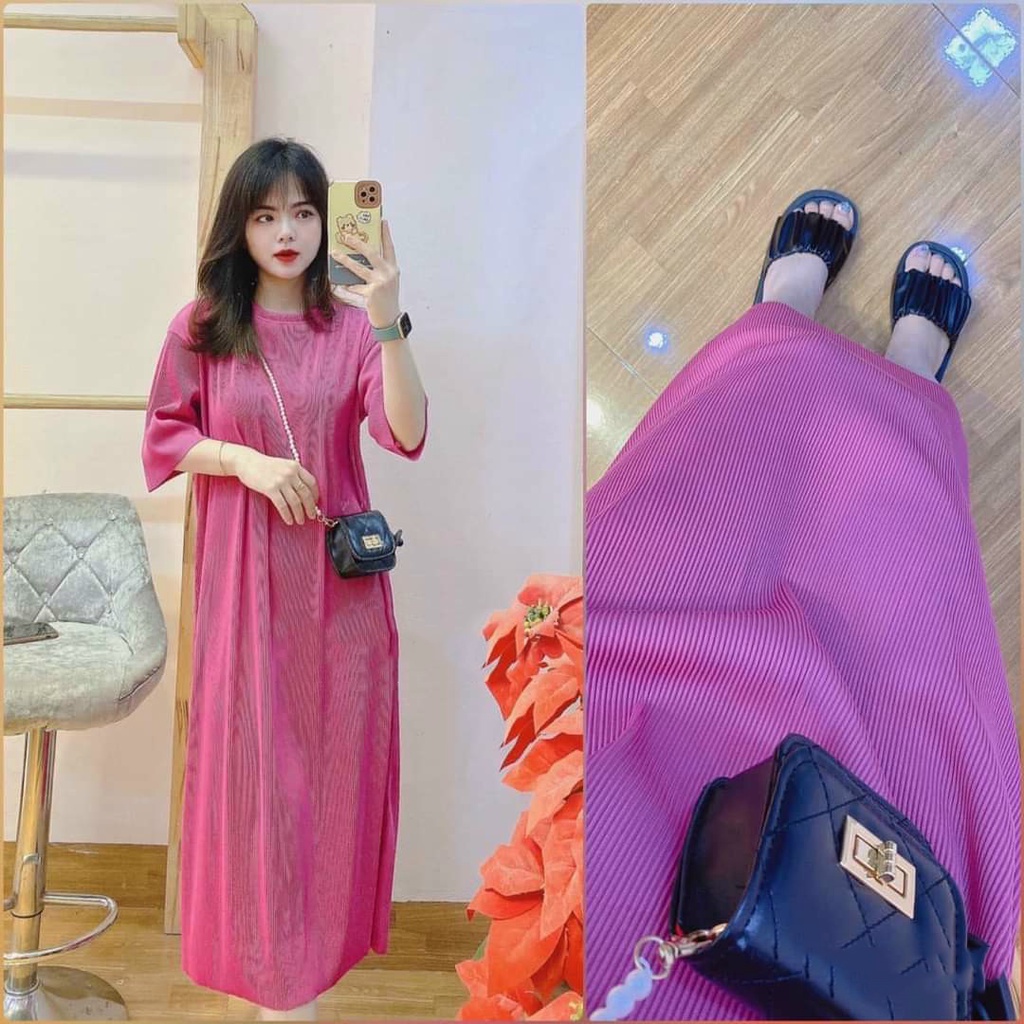 Váy bầu ngắn tay dập li nhỏ thời trang thiết kế công sở xinh xắn Mom and Baby M541
