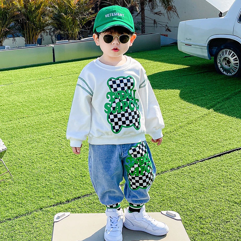 Mới Bộ Áo Sweater Phối Quần Jean Thời Trang 2022 Cho Bé Trai