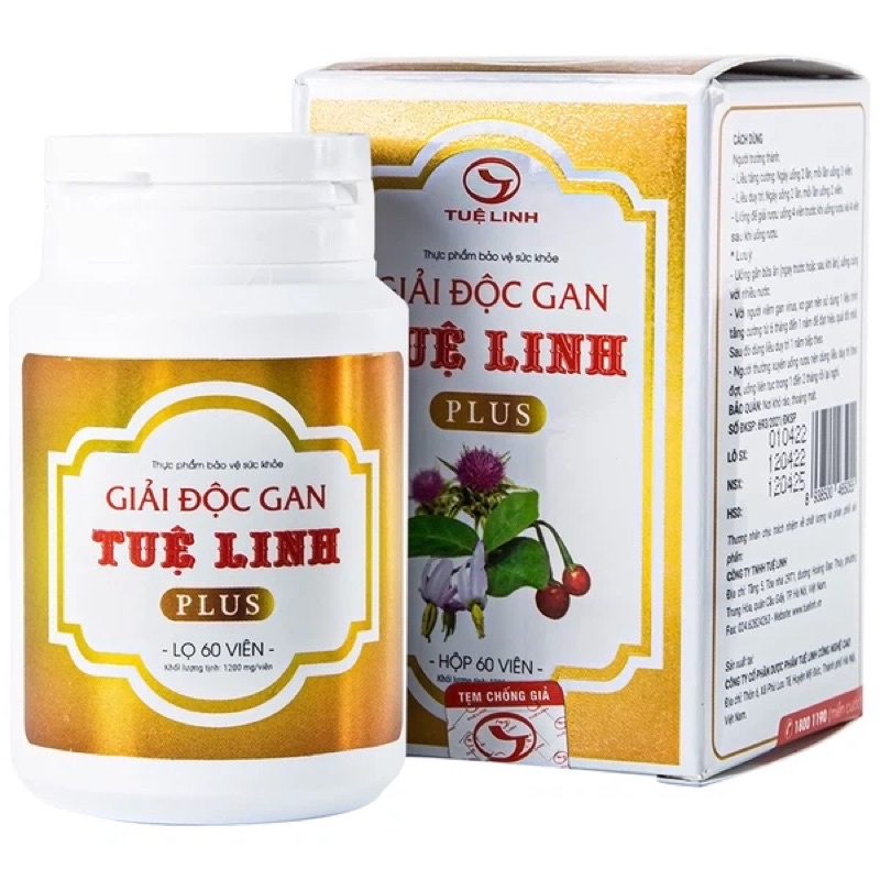 Giải Độc Gan Tuệ Linh Plus giúp hạ men gan, giải độc gan (Lọ 60 viên)