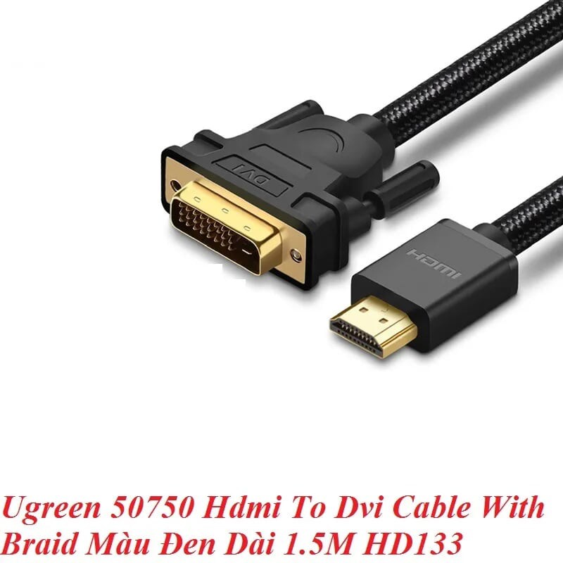 1.5m cáp hdmi ra dvi bên chống nhiễu Ugreen 50750 HD133