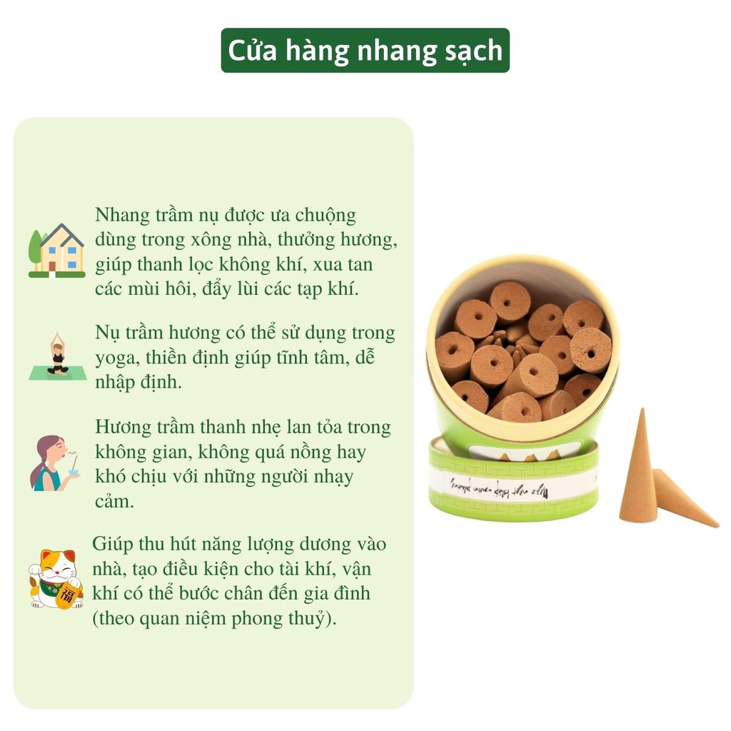 Nụ trầm hương cao cấp Nhang Xanh nụ lớn 30 viên - 100% tự nhiên, không hóa chất độc hại