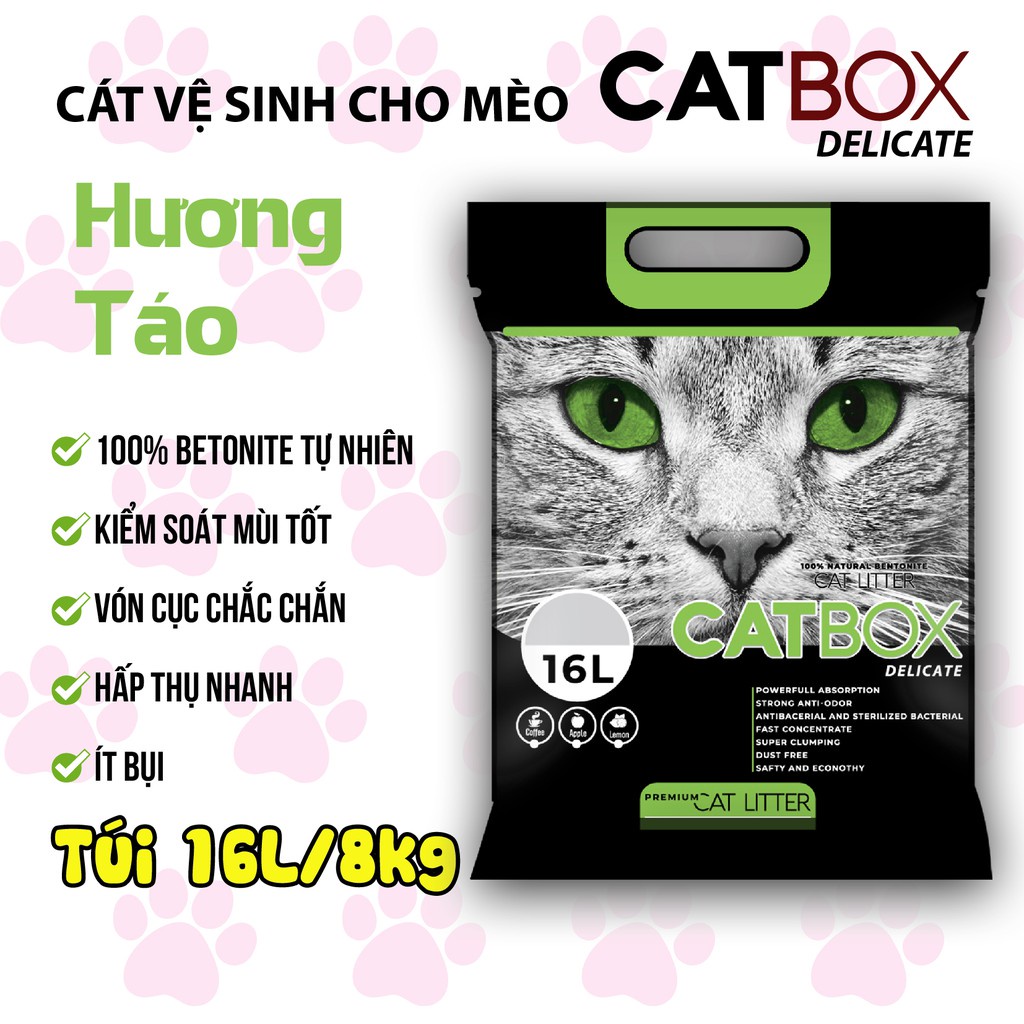 Cát vệ sinh cho mèo bổ sung than hoạt tính CATBOX túi 16L