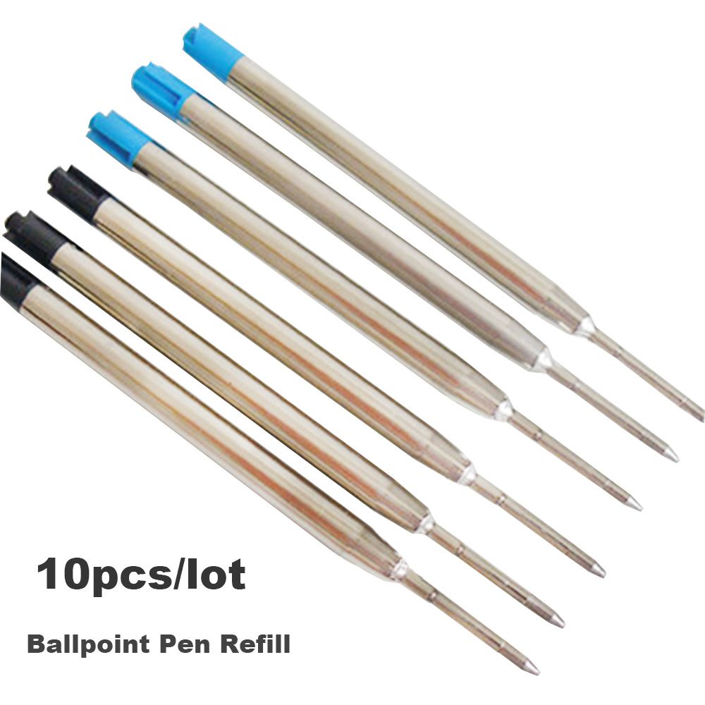 MYRONGOODS 10PCS 0.5mm Signature Metal Ballpoint Pen Refills Blue/Black Ink