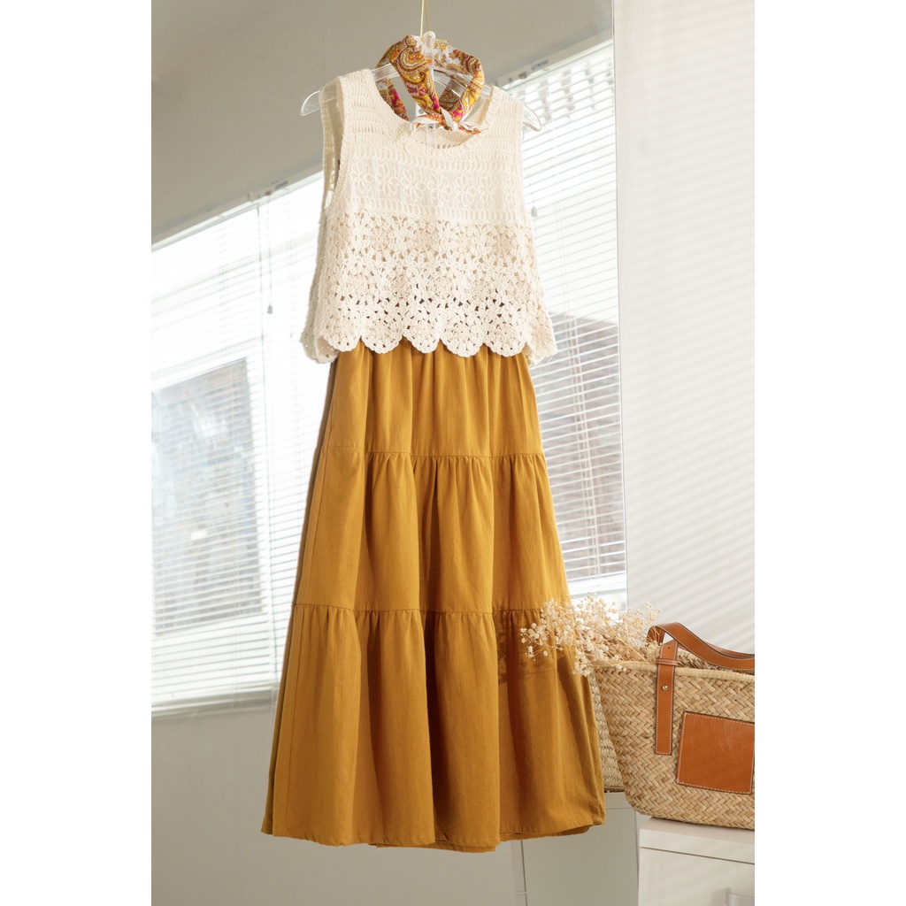 MORI - Chân váy xòe linen