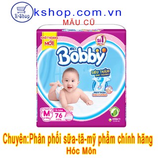 Tã dán Bobby size M - 76 miếng (Cho bé 6 - 10kg) ĐỆM THUN THẤM MỒ HÔI